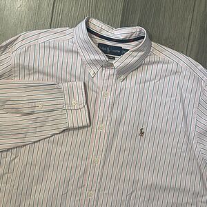 Ralph Lauren Button Down Shirt Men's XXL Pink Stripes Classic Fit Long Sleeve